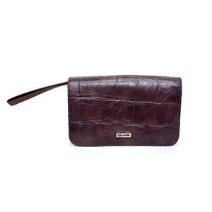 Buxton Brown Faux Leather Wristlet Clutch Wallet Mini Purse Multi Compartment